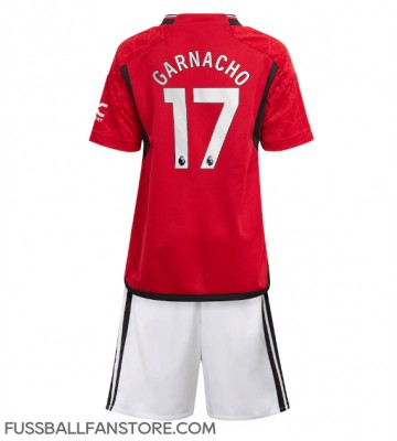Manchester United Alejandro Garnacho #17 Replik Heimtrikot Kinder 2023-24 Kurzarm (+ Kurze Hosen)